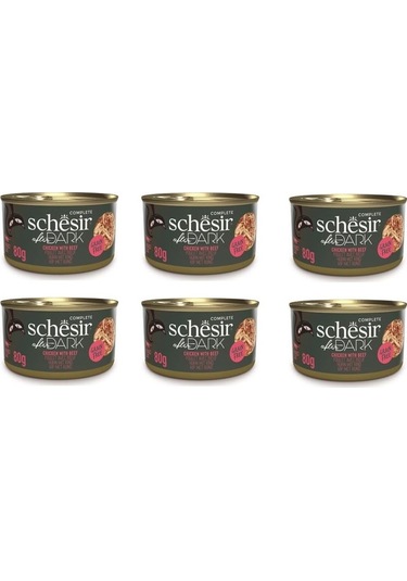 Schesir After Dark Parça Etli Tavuk Ve Sığır Etli Kedi Konserve 80 Gr. X 6 Adet