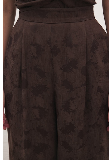 Sateen Camila Pantolon - Kahve-137184 Kahve