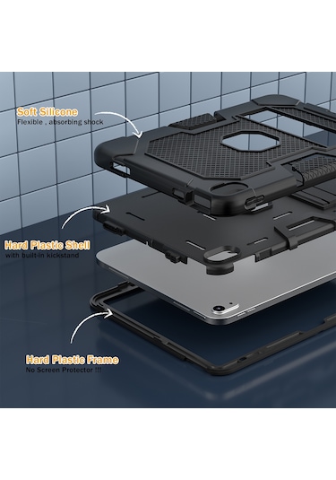 iPad Uyumlu 10.9 2022 Robot B3 Serisi 2022 Kontrast Renk Pc + Silikon Tablet Kılıf Damla Geçirmez Kickstand Koruyucu Kılıf
