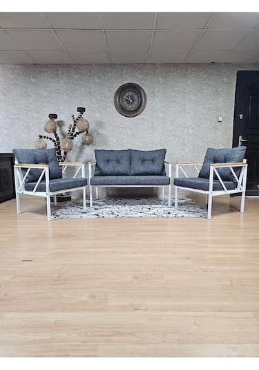 Beyaz Boyalı Bahçe - Balkon - Mutfak Çay Seti Takımı Bahçe Koltuk Çok Renkli