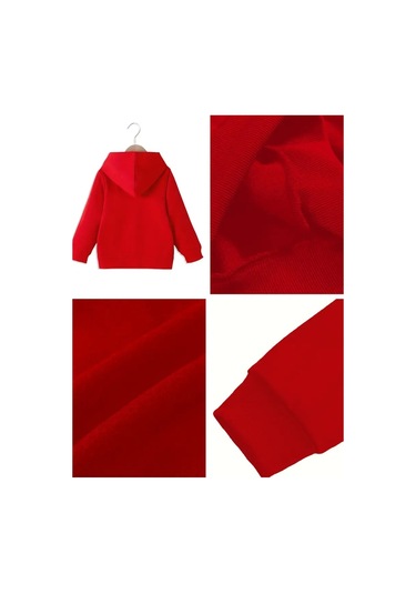 Kışlık Kapüşonlu Sweatshirt, Çocuk Ayı Suprise Baskılı Kırmızı