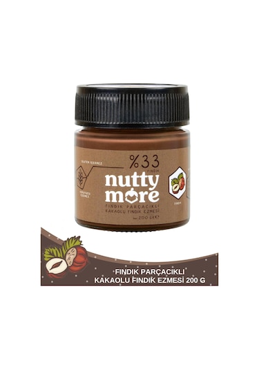 Nutty More %33 Fındık Parçacıklı Kakaolu Fındık Ezmesi 200 Gr