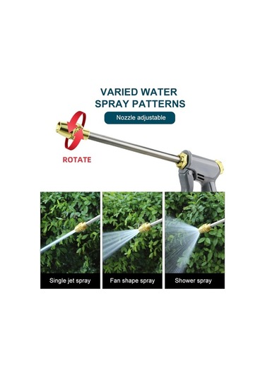 Pazly Ev Bahçe Yüksek Basınçlı Metal Fıçıcı 3 Modlu Nozzle 15m Genişleyen Su Hortumu Seti