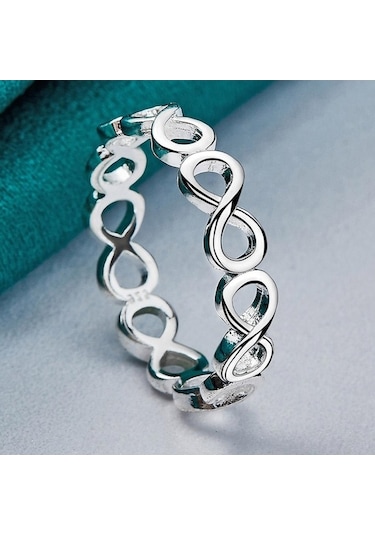 Novahub Urmylady 925 Ayar Gümüş Çapraz Sonsuzluk 7-10 Yüzük Kadınlar Için Düğün Charm Nişan Moda Takı - 9 Gümüş