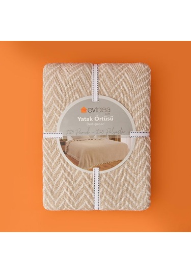 Evidea Soft Wicker Çift Kişilik Yatak Örtüsü - Bej - 200x230 Cm Bej