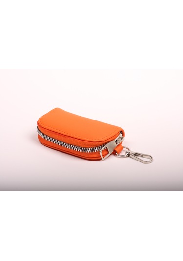 Lanse Suni Deri Deri Anahtarlık Turuncu