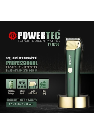 Powertec TR-9700 Profesyonel Saç Sakal Tıraş Makinesi