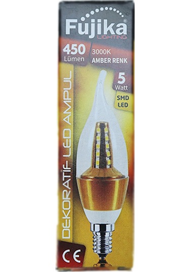Fujika 5W 230V 3000K E14 Kıvrık Uçlu Led Buji Ampul