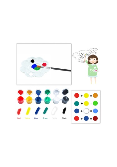 Symbee 6 Adet Pvc Dinozor, 36 Renkli Boya, 6 Fırça İle El Yapımı Boyama Seti - Çocuklar İçin Sanatsal Çalışma Ve Hayal Gücü Geliştirici