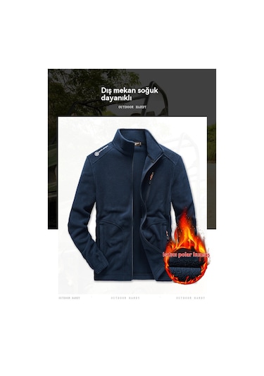 Sıcak Ve Kalın Polar Ceket, Bol Kesim Erkek Ceketi Mavi