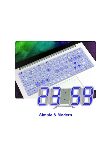 Xindoker Led Dijital Saat - Zaman/tarih/sıcaklık Gösterimi, 3d Ekran, Işıklık Ayarı, Duvar/sandalyeye Yerleştirilebilir, Modern Ev Ve Ofis Kullanıma Uygun ÇOk Renkli