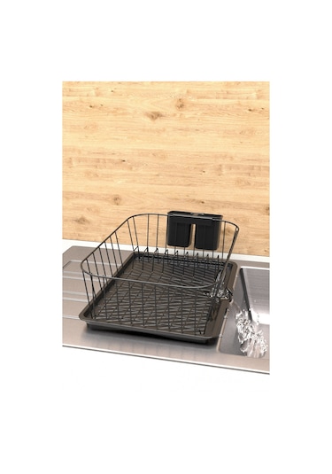 Teknotel Tek Katlı Bulaşıklık Tabaklık Oluklu Tepsi Mat Siyah Kb0 Mat Siyah