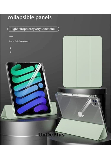 iPad Uyumlu Pro 11 İnç M4 2024 Kılıf Kalem Bölmeli Akrilik Şeffaf Ayrılabilir Case A2836 A2837 A3006