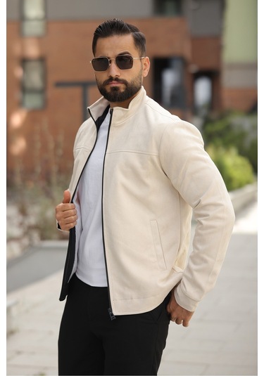 Basic Baharlık Süet Ceket - Sade Ve Şık Stil Krem Süet