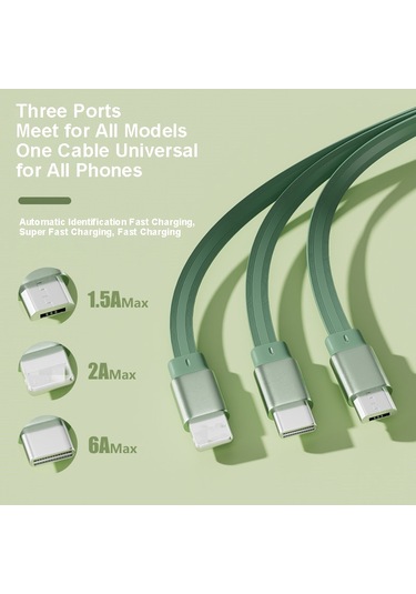Cbtx 3in1 Type-c - Lightning - Micro Usb 66 W Geri Çekilebilir Veri Şarj Kablosu  -