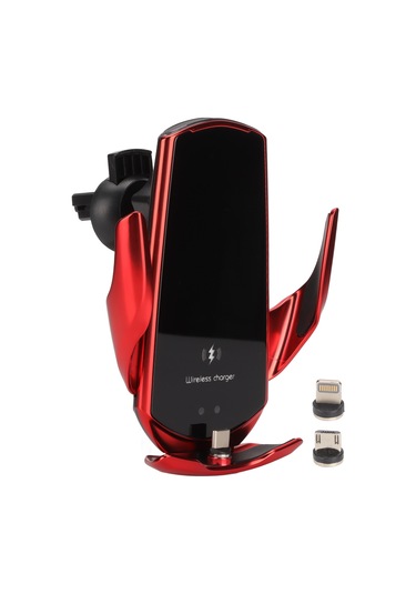 Tenfowee Q3 Akıllı Algılama Araç Kablosuz Şarj Cihazı 15w Hızlı Şarj Otomatik Klempar Tutucu İphone 12/13 Samsung S/note Serileri Uyumlu Kırmızı