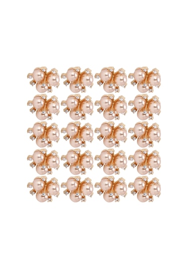 Lemestar Şampanya Rengi 3 İmitasyon İpek Çiçek, Cam Taşlı Broş, Gömlek Yaka/üst Dekorasyon, 20 Adet, Dikiş/çapaklı Kullanim, El Yapımı Aksesuar Malzemesi Çok Renkli