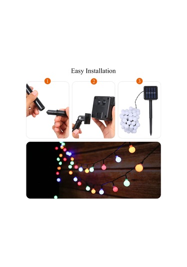 Kosona Güneş Enerjili 50 Led Toplu Işık Zinciri, 8 Aydınlatma Modu, Ip44 Su Geçirmez, 6.9m Uzunluk, Bahçe Dekorasyonu