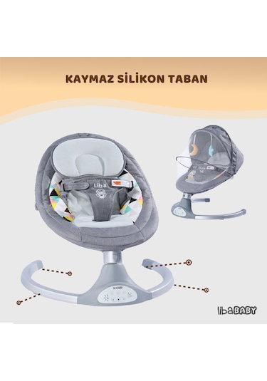 Libababy Koala Elite Elektrikli Otomatik Sallanan Ana Kucağı - Gri