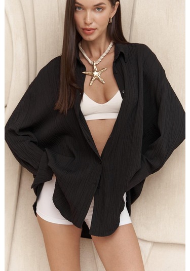 Durres Siyah Oversize Gömlek Siyah