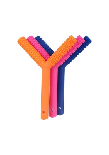 Mor Çocuklar Çiğneme Tüpü Y-şekil Çiğneme Diş Kaşıyıcı Bebek Oral Motor Çiğneme Araçları Tuxtured Auti Mor