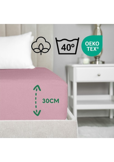 Home Eco Lastikli Çarşaf %100 Pamuk Tek / Çift Kişilik Ekonomik Serisi Oeko-tex Sertifikalı Pudra Pembe