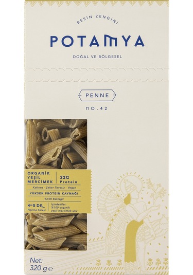 Potamya Organik Yeşil Mercimek Penne 320 G