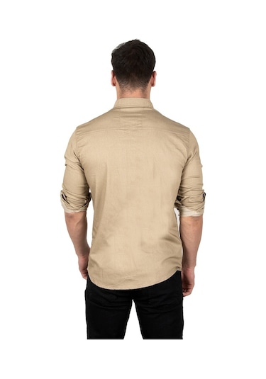 Deepsea Erkek Kahverengi Açık Çıt Çıt Düğmeli Kot Gömlek 2300412 Açık Kahverengi