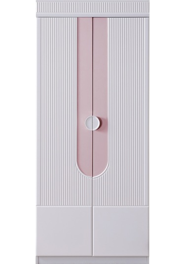 Gardırop, Vira 2 Kapaklı Dolap - Pembe Ahşap