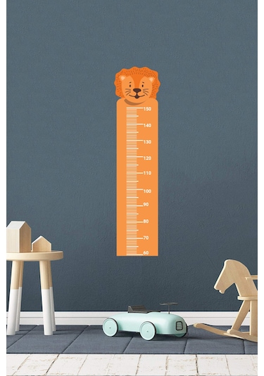 Sevimli Hayvan Aslan Tasarımlı Boy Ölçer Sticker