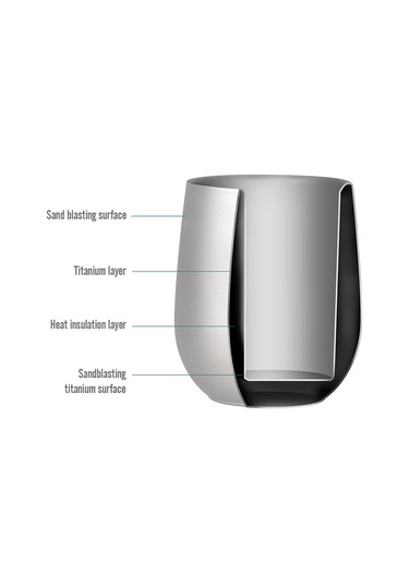 Mufunye Titanyum Çift Katlı Su Bardağı 120ml - 50g Hafif Tasarım Gümüş