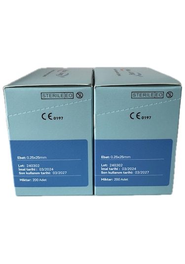 Akupunktur İğnesi Kuru İğne 0.25x25 Mm 200lük Paket 2 Kutu