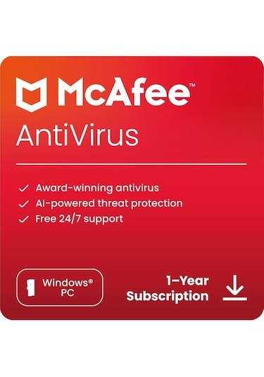 Mcafee Antivirus 2025 - 1 PC 1 Yıl Abonelik Windows
