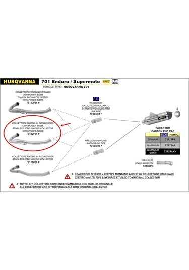 Arrow Husqvarna 701 Enduro Headers 21-23