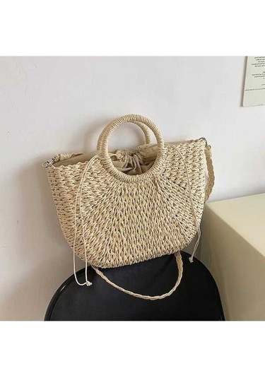 Willowhaven El Yapımı Saman Dokuma Çanta Kadınlar İçin Seyahat Plaj Yaz Kova Kolu Çantası Alışveriş Sepeti Bolsa Çok Renkli