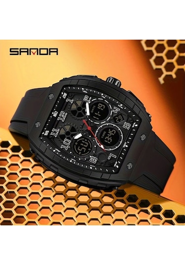 Oldfriend Sanda Erkek Spor Digital Saat 50m Suya Dayanıklı Kronometre Alarm Beyaz Diğer