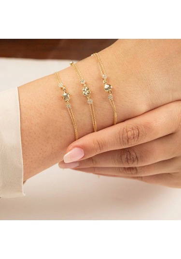 Çgk Çiğdem Gürel Kuyumculuk Çıtır Yıldız Altın Bileklik Çok Renkli