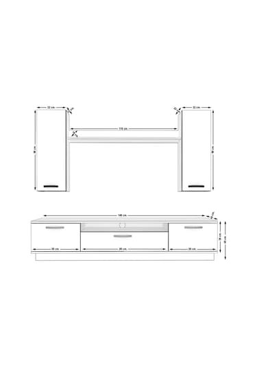 Decoraktiv Trendstyle 5d Mdf Tv Ünitesi Tv Sehpası Beyaz - Antrasit