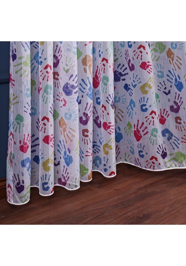 Caserta Home Kids Renkli El İzleri Çocuk Odası Tül Perde