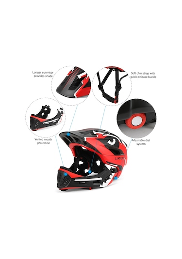 Lixada Timsah Stili Çocuk Outdoor Bisiklet Kaskı, Gül Kırmızısı Pembe