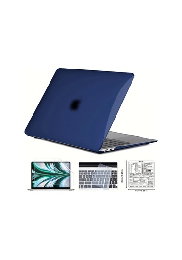 Honeybeeshop 4 Adet Ultra İnce Şeffaf Kılıf Macbook Uyumlu Air 13.3 M1 M2 M3 M4 Ekran Klavye Filmi Seti Cam Zambak Mavisi