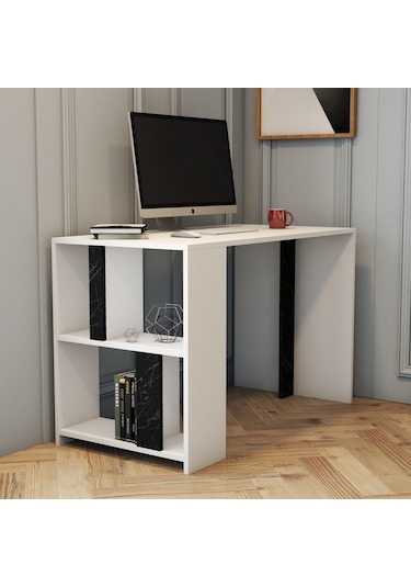 Variant Lima Çalışma Masası Ve Kitaplık Takımı - Beyaz / Siyah Me Beyaz
