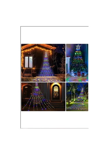 Tepe Yıldızlı Rgb Solar Led Yılbaşı Ağacı,duvar Süsü Kumandalı Ve Animasyonlu Işık Çok Renkli