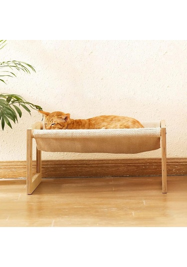 Homyl Kedi Hamak Yatağı Ahşap Yükseltilmiş Kararlı Rahat