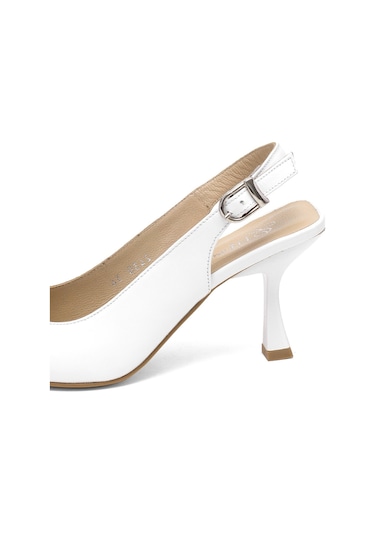 Elit Calissa Kadın Hakiki Deri Klasik Topuklu Ayakkabı Beyaz Beyaz