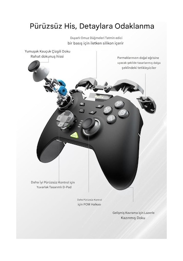 P5 Kablosuz Oyun Denetleyicisi 2.4g Bluetooth Hall Etkisi Gamepad