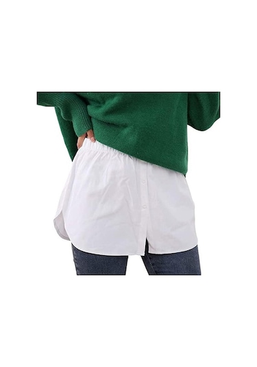 Fastbuy Beyaz Ekose Katmanlı Mini Etek Gömlek, Genişletici Rahat Moda, Kadınlar İçin Ayarlanabilir Beyaz