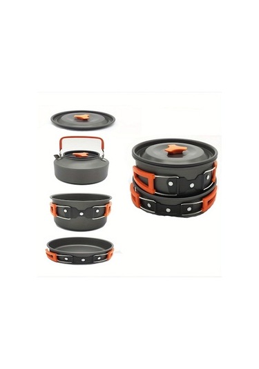 Besthome1 Yapışmaz Tencere Seti, Kamp Su Isıtıcısı, Katlanır Pişirme Seti Siyah Siyah
