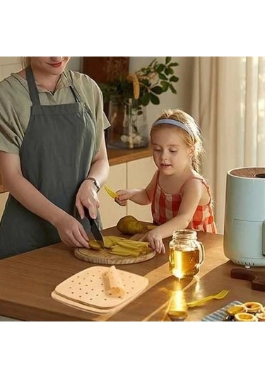 Buffer 200 Adet Air Fryer Pişirme Kağıdı Tek Kullanımlık Pişirme Kağıdı Delikli Kare Model Çok Renkli