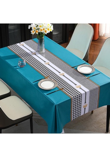 Mavi İskandinav Tarzı Pvc Masa Örtüsü, Su Geçirmez, Yağa Dayanıklı Ve Yıkanabilir Dikdörtgen Masa Örtüsü, Ev Masa Örtüsü, Oturma Odası Çay Masa Örtüsü